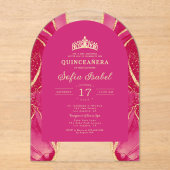 Invitations En Acrylique Quinceañera Or rose Agate Élégant (Recto)
