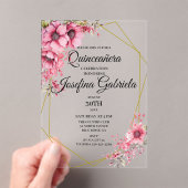Invitations En Acrylique Quinceanera pink floral (In situ (ordinateur de poche))
