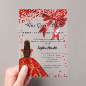 Invitations En Acrylique Quinceanera red dress bow clear (In situ (ordinateur de poche))
