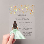 Invitations En Acrylique Quinceanera robe or vert étoiles clair (In situ (ordinateur de poche))