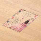 Invitations En Acrylique Quinceañera Robe Rose rose blanche en argent (Poser)