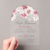 Invitations En Acrylique Quinceañera rose Floral (In situ (ordinateur de poche))