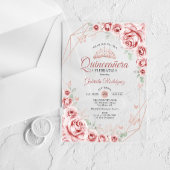 Invitations En Acrylique Quinceanera Rose Gold Pink Floral