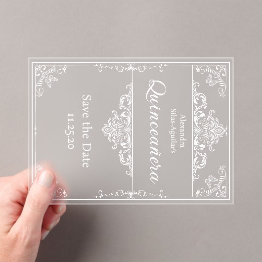 Invitations En Acrylique Quinceañera - Save the Date  Light Blue Elegant (In situ (ordinateur de poche))
