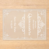 Invitations En Acrylique Quinceañera - Save the Date  Light Blue Elegant (Recto)