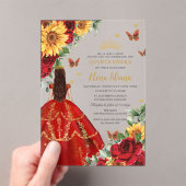 Invitations En Acrylique Quinceañera Sweet 16 Roses Rouges Fleurs de soleil (In situ (ordinateur de poche))