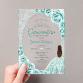 Invitations En Acrylique Quinceanera Turquoise Silver Floral (In situ (ordinateur de poche))