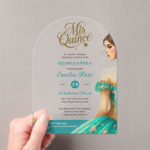 Invitations En Acrylique Quinceañera Turquoise Vert Or Mis Quince Arche Roc (In situ (ordinateur de poche))