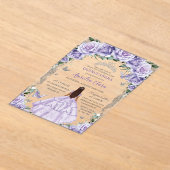 Invitations En Acrylique Quinceañera Violet Rose Floral Silver Princesse (Poser)