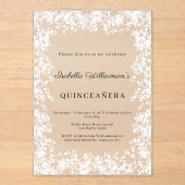 Invitations En Acrylique Quinceanera white snowflakes winter party frosted (Recto)