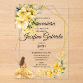 Invitations En Acrylique Quinceanera yellow gold (Recto)