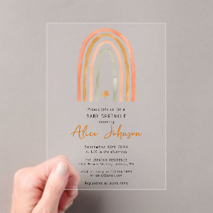 Invitations En Acrylique Rainbow Et Star Boho Baby Sprinkle Douche