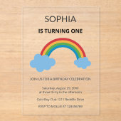Invitations En Acrylique Rainbow Kids First Birthday Party (Recto)