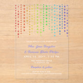 Invitations En Acrylique Rainbow Star Garlands Mariage informel LGBTQ (Recto)
