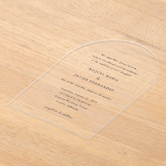 Invitations En Acrylique Raquel Classic Mariage élégant (Poser)
