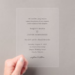 Invitations En Acrylique Raquel Classic Mariage élégant<br><div class="desc">Elégante invitation à l'acrylique de mariage avec un design simple et classique avec serif traditionnel et des polices de script élégantes.</div>