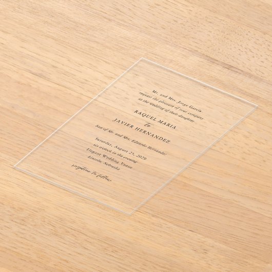 Invitations En Acrylique Raquel Classic Mariage élégant (Poser)