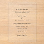 Invitations En Acrylique Raquel Classic Mariage élégant (Recto)