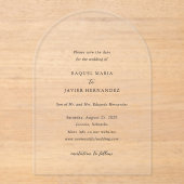 Invitations En Acrylique Raquel Classic Mariage élégant Enregistrer la date (Recto)