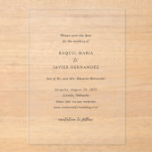 Invitations En Acrylique Raquel Classic Mariage élégant Enregistrer la date (Recto)