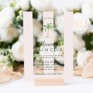 Invitations En Acrylique Rayures roses Palm Beach Bach Club Enterrement de