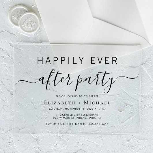 Invitations En Acrylique Réception de mariage chic après-party