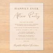 Invitations En Acrylique Réception de mariage Chic Gold Script Frosted (Recto)