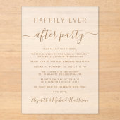 Invitations En Acrylique Réception de mariage Chic Gold Script Frosted (Recto)