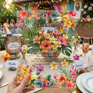 Invitations En Acrylique Réception de mariage colorée Luau Hawaïen