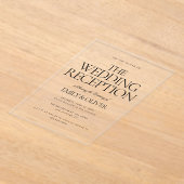 Invitations En Acrylique Réception de mariage élégant Texte noir clair (Poser)