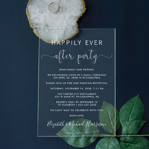 Invitations En Acrylique Réception de mariage élégante avec écriture blanch