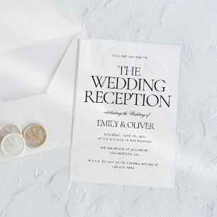Invitations En Acrylique Réception de mariage élégante texte noir clair