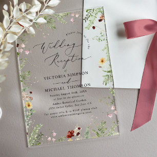 Invitations En Acrylique Réception de mariage floral bohème moderne