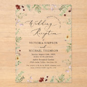 Invitations En Acrylique Réception De Mariage Florale Boho Moderne (Recto)