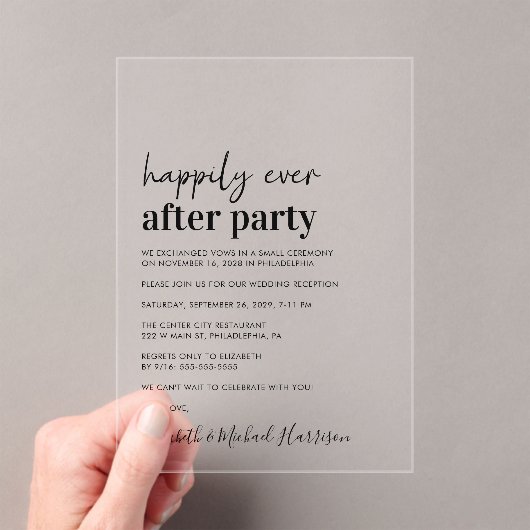 Invitations En Acrylique Réception De Mariage Moderne Minimale (In situ (ordinateur de poche))