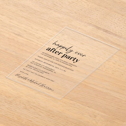 Invitations En Acrylique Réception De Mariage Moderne Minimale (Poser)