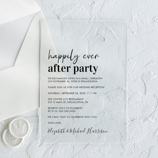 Invitations En Acrylique Réception De Mariage Moderne Minimale