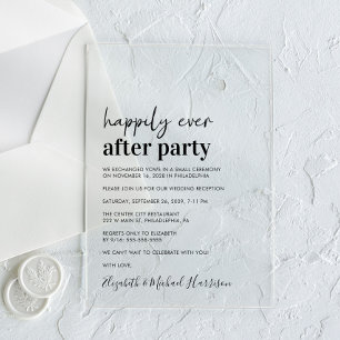 Invitations En Acrylique Réception de mariage moderne minimaliste