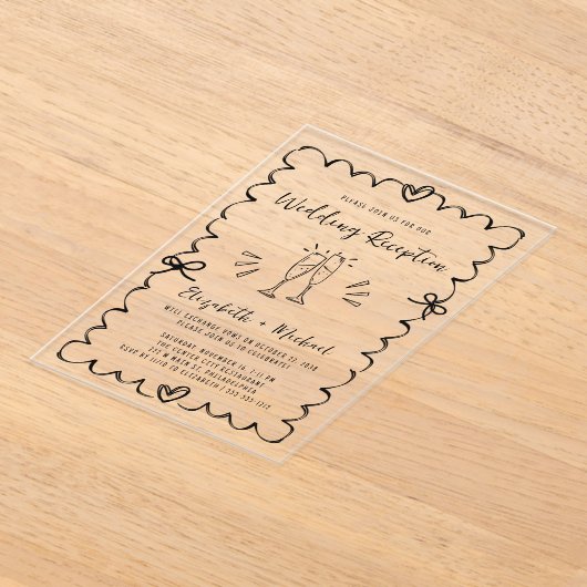 Invitations En Acrylique Réception De Mariage Tiré À La Main (Poser)