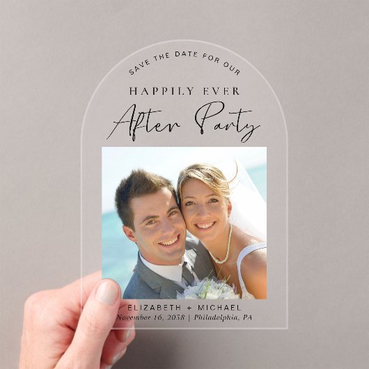 Invitations En Acrylique Réception Mariage Photo Chic Enregistrer La Date (In situ (ordinateur de poche))