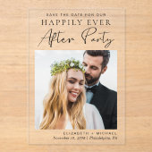 Invitations En Acrylique Réception Mariage Photo Chic Enregistrer La Date (Recto)