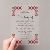 Invitations En Acrylique Red and Black Ukrainian Embroidery Wedding (In situ (ordinateur de poche))