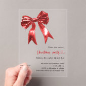 Invitations En Acrylique Red bow clear QR code Noël (In situ (ordinateur de poche))