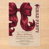 Invitations En Acrylique Red Bow Graduation (Recto)