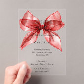 Invitations En Acrylique Red Bow Ribbon 16th Birthday (or any year) (In situ (ordinateur de poche))