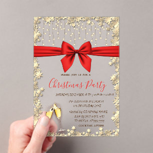 Invitations En Acrylique Red Bow, Verre, Étoiles Red Company Fête de Noël