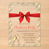 Invitations En Acrylique Red Bow, Verre, Étoiles Red Company Fête de Noël (Recto)