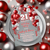 Invitations En Acrylique Red Celebration Balloons 21e fête d'anniversaire