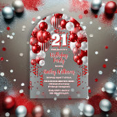 Invitations En Acrylique Red Celebration Balloons 21e fête d'anniversaire