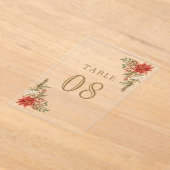 Invitations En Acrylique Red Christmas Floral Wedding Acrylic Table Number (Poser)
